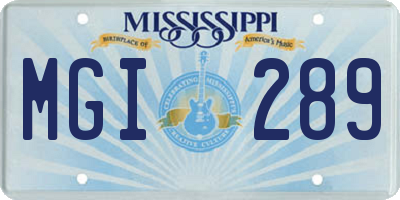 MS license plate MGI289