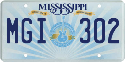 MS license plate MGI302