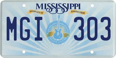 MS license plate MGI303