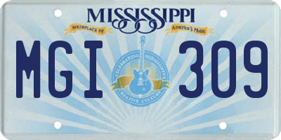 MS license plate MGI309