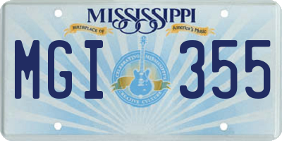 MS license plate MGI355