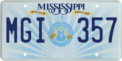 MS license plate MGI357