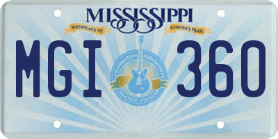 MS license plate MGI360