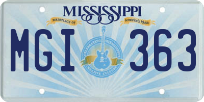 MS license plate MGI363