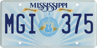 MS license plate MGI375