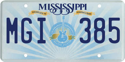 MS license plate MGI385