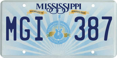 MS license plate MGI387