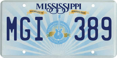 MS license plate MGI389