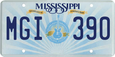 MS license plate MGI390