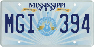 MS license plate MGI394