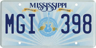 MS license plate MGI398