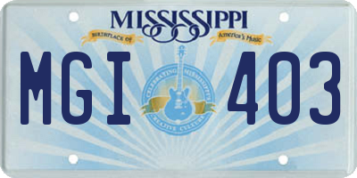 MS license plate MGI403