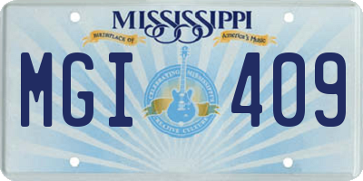 MS license plate MGI409
