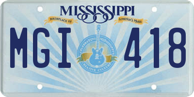 MS license plate MGI418