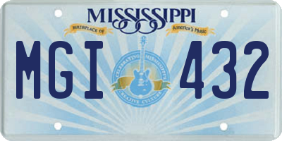 MS license plate MGI432
