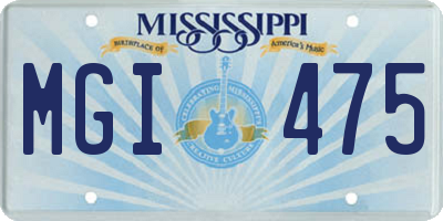 MS license plate MGI475