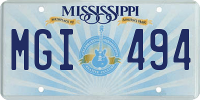 MS license plate MGI494