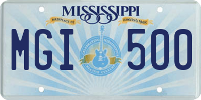 MS license plate MGI500