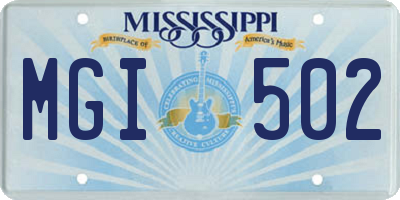 MS license plate MGI502