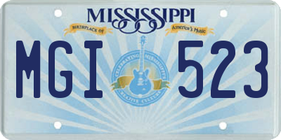 MS license plate MGI523