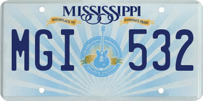 MS license plate MGI532
