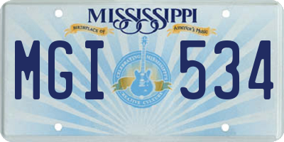 MS license plate MGI534