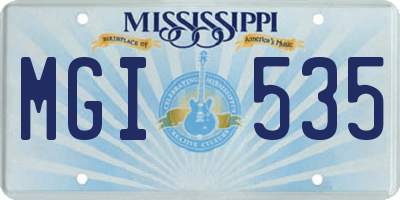 MS license plate MGI535
