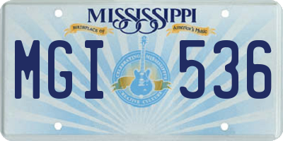 MS license plate MGI536