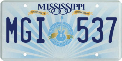 MS license plate MGI537