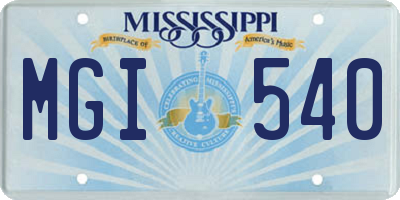 MS license plate MGI540