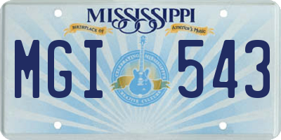 MS license plate MGI543