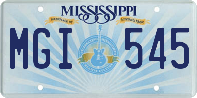 MS license plate MGI545