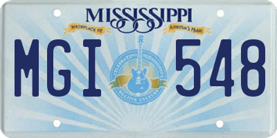 MS license plate MGI548