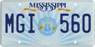 MS license plate MGI560