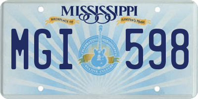 MS license plate MGI598