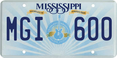 MS license plate MGI600