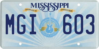 MS license plate MGI603