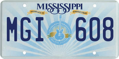 MS license plate MGI608