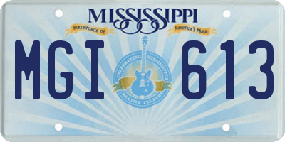 MS license plate MGI613