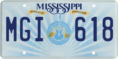 MS license plate MGI618