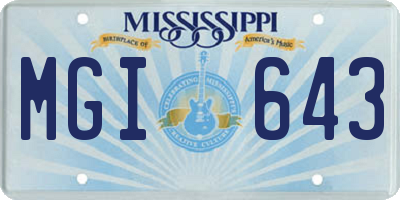 MS license plate MGI643