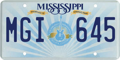 MS license plate MGI645