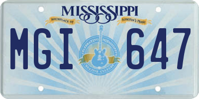 MS license plate MGI647