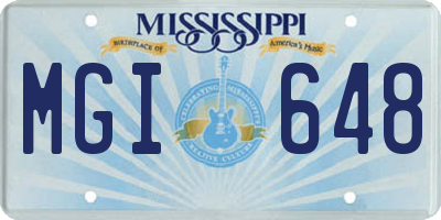 MS license plate MGI648