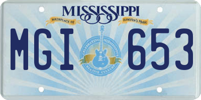 MS license plate MGI653