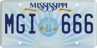 MS license plate MGI666