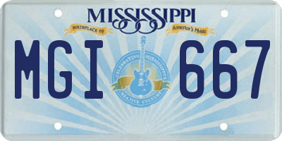 MS license plate MGI667
