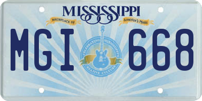 MS license plate MGI668