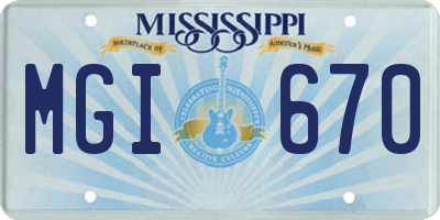 MS license plate MGI670