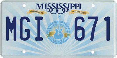 MS license plate MGI671